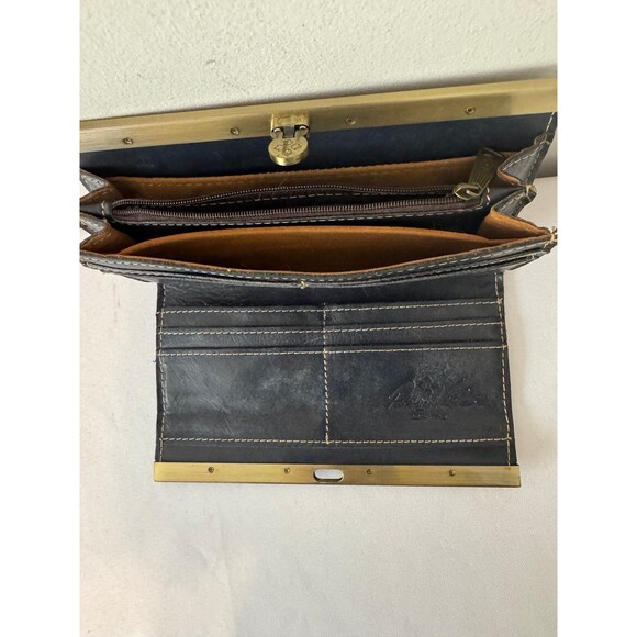 PATRICIA NASH CAUCHY  ITALIAN LEATHER TOP FRAME WALLET/CLUTCH - Picture 3 of 11